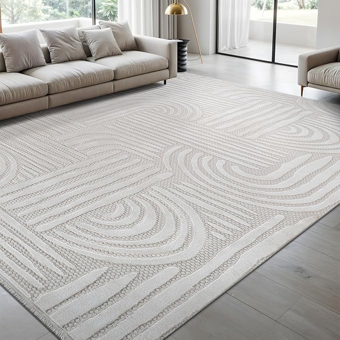 Modern Indoor Rug Orbit 6x9 Area Rugs for Living Room Luxury Kitchen Bedroom Durable Soft Geometric Durable Low and High Pile Stain Resistant Non Shedding Area Carpet 6x9