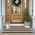 KOZYFLY Striped Front Door Mat 2x3 Ft Brown and Black Cotton Washable Indoor Outdoor Rug Doormats Small Area Rugs for Kitchen Entryway Porch