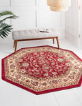 Unique Loom Sialk Hill Collection Area Rug - Washington (7' 11" Octagon Burgundy/Cream)