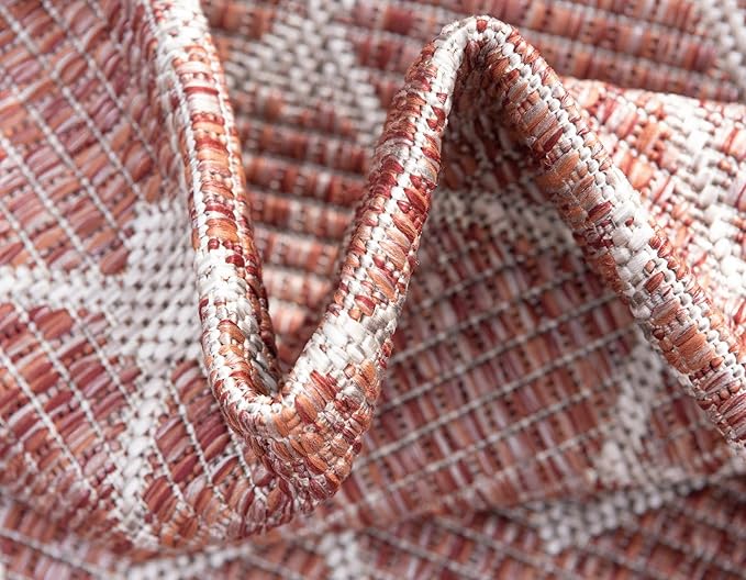 Unique Loom Outdoor Trellis Collection Area Rug - Tribal Trellis (3' 3" x 5' 3" Rectangle, Rust Red/ Ivory)