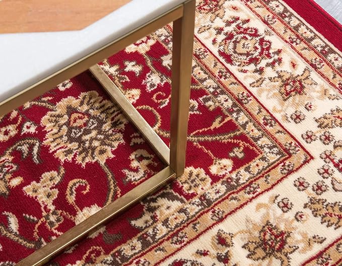 Unique Loom Sialk Hill Collection Area Rug - Washington (7' 10" x 10' Rectangle Burgundy/Cream)