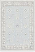 RUGGABLE Washable Vintage Area Rug – Verena Soft Blue 4x6, Stain-Resistant, Non-Slip – Medium Machine Washable Rugs for Living Room, Bedroom, Hallway, Entryway & Office–with Standard Pad