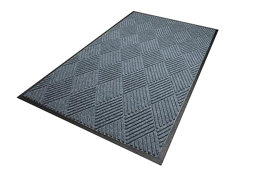 WaterHog Diamond | Commercial-Grade Entrance Mat with Rubber Border – Indoor/Outdoor, Quick Drying, Stain Resistant Door Mat (Bluesttone, 4' x 12')