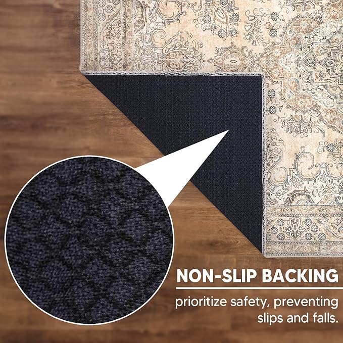 Keen Home Design 2x7 Rug - Machine Washable Runner Rug with Non-Slip Backing, Ideal for Hallway, Entryway, Kitchen, Laundry Room - Vintage, Easy Clean, Durable, Low Pile - (2'6" x 7')