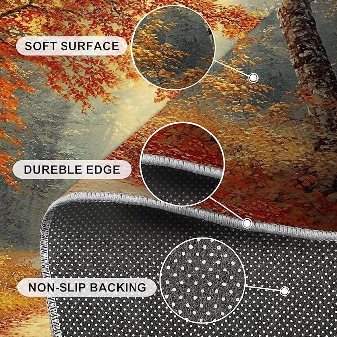 6x8 Autumn Forest Classroom Rugs - Natural Landscape Playroom Rug, Forest Path Carpet Area Rug for Girls Bedroom Kids Room Basement Office Classroom