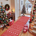 Lahome Christmas Runner Rug 2x8 for Hallway Red Non Slip Washable Runners for Kitchen Low Pile Carpet Moroccan Snowflake Throw Rug for Kitchen Entryway Laundry Narrow Space Xmas Holiday Decor