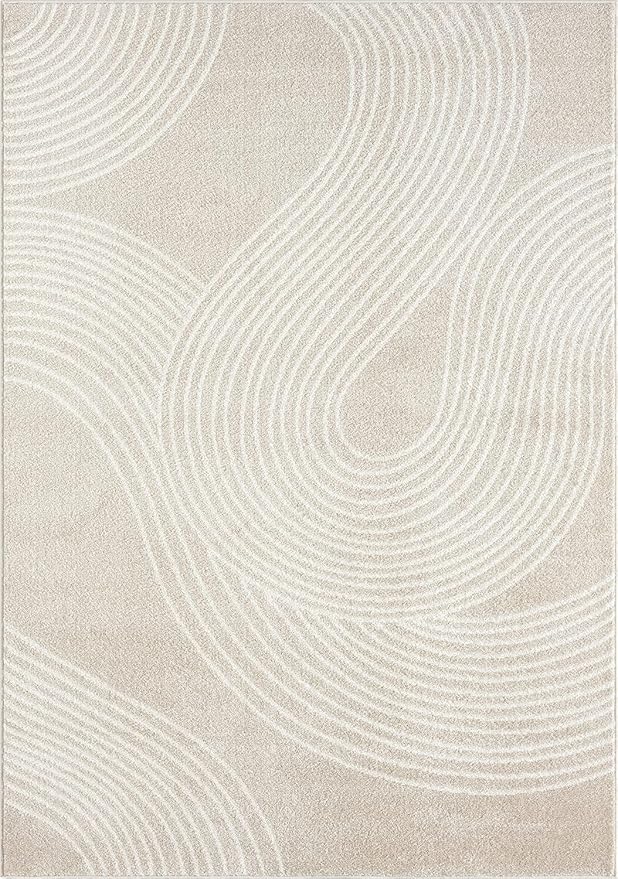 Abani Nuevo Collection Area Rug - Transitional Beige/Cream Design -9' x 12' - Easy to Clean - Durable for Kids and Pets - Non-Shedding - Medium Pile - Soft Feel - for Living Room, Bedroom & Office