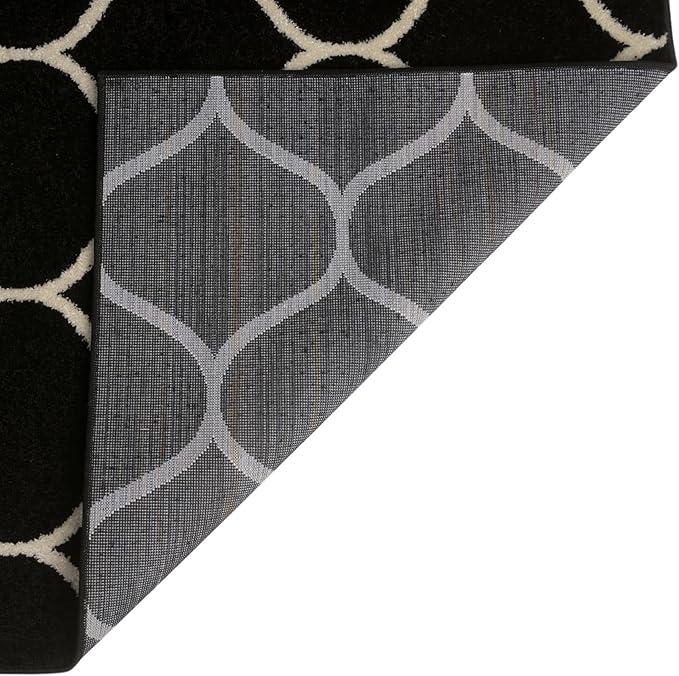 Rugs.com Lattice Frieze Collection Rug – 10' x 14' Black Medium Rug Perfect for Living Rooms, Large Dining Rooms, Open Floorplans
