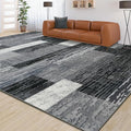 Large Area Rugs,Modern Geometric Patchwork Floor Decor for Bedroom Aesthetic Carpet, Rockwood Collection, Indoor Rugs for Living Room, Dining Room, Nursery, Office, Machine Washable Rug,8x10 Ft Grey