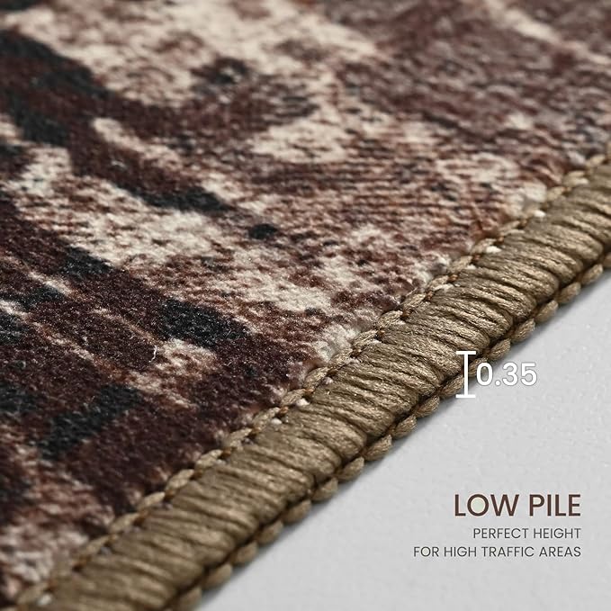 2x6 Brown Rug Runners for Hallways Kitchen Runner Rug Non Slip Washable Coffee Long Runner Rugs with Rubber Backing Soft Abstract Carpet Runner for Bedroom, Kitchen, Bathroom, Entryway