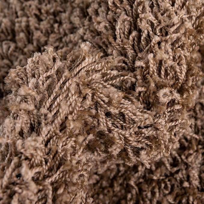 Unique Loom Solid Shag Collection Area Rug (6' 1" Round, Sandy Brown)