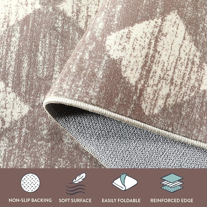Lahome Trellis 2x7 Washable Kitchen Bathroom Runner Rug, Non Skid Runners for Hallways with Rubber Backing, Moroccan Entryway Carpet Runner for Laundry Room Foyer Bedside, Beige
