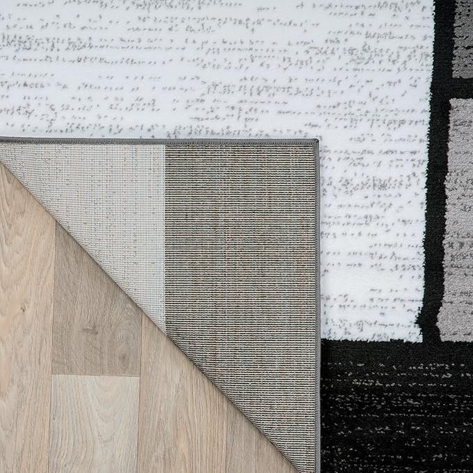 Rugshop Contemporary Modern Boxes for Home Office,Entryway,Living Room,Bedroom,Kitchen Non Shedding Round Area Rug 8' Gray