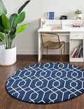 Unique Loom Glam Collection Area Rug - Trellis (7' 10' Round, Navy Blue Silver/ Silver)