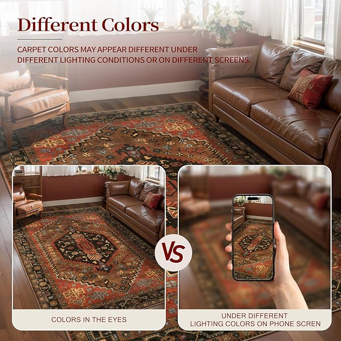 Ciicool 2x5ft Runner Rug, Hallway Wahshable Rug Vintage Kitchen Carpet for Entrance Bedroom Bedside Living Room Kitchen Laundry Bathroom Decor