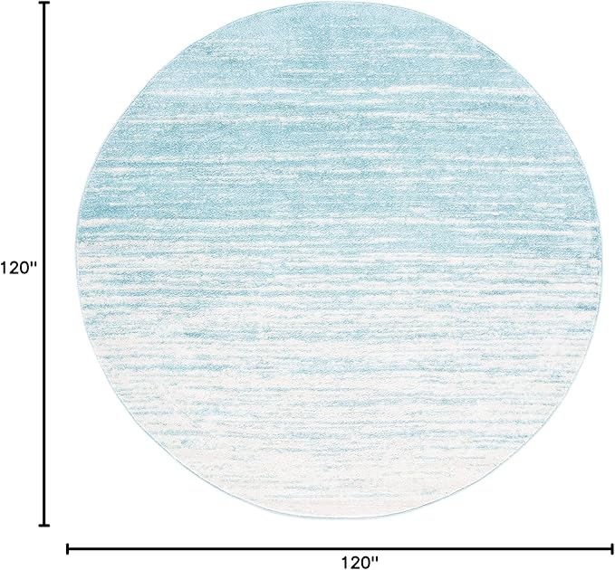 SAFAVIEH Adirondack Collection Area Rug - 10' Round, Aqua & Ivory, Modern Ombre Design, Non Shedding & Easy to Clean, Ideal for Living Room, Bedroom, Office, Dining Space (ADR113J)