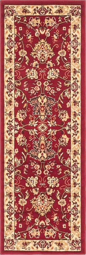Unique Loom Sialk Hill Collection Area Rug - Washington (2' x 6' 1" Runner Burgundy/Cream)