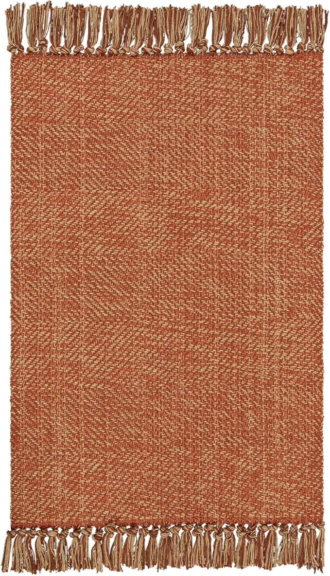 Collive Washable Area Rug 3' x 5', Modern Woven Kitchen Rugs, Terracotta Braided Cotton Rug Indoor Door Mat Throw Carpet for Entryway Living Room Nursery Laundry Room