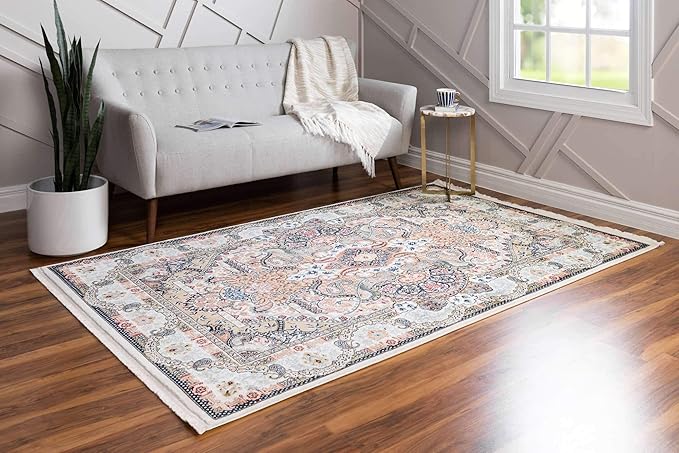 Unique Loom Narenj Collection Classic Traditional Medallion Textured Design Area Rug, 10 x 13 ft, Ivory/Tan