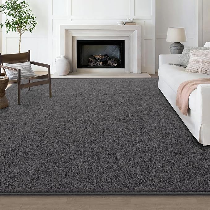 Large Modern Area Rugs for Living Room Bedroom, 6x9 Feet Dark Grey Ultra Soft Solid Thickened Memory Foam Indoor Minimalist Carpets, Non-Slip Comfy Rugs for Boys Girls Nursery Kids Room Home Décor