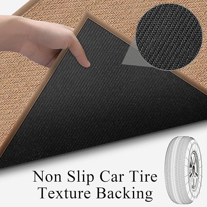 Rubber Runner Rug for Hallways Non Slip, Low Pile Long Laundry Room Mat Hall Jute Rug Runner Carpet Non Skid