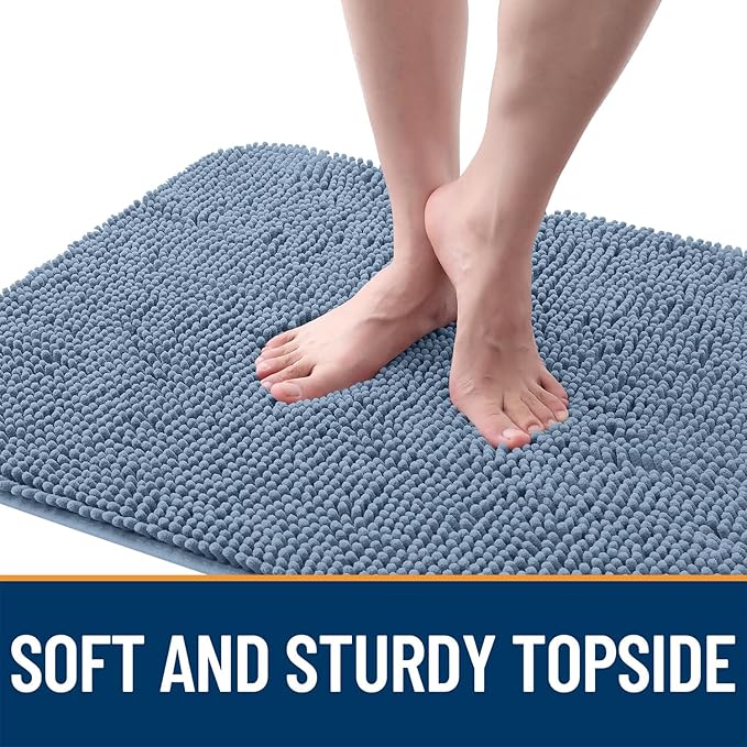OLANLY Dog Door Mat for Muddy Paws 44x32, Absorbs Moisture and Dirt, Absorbent Non-Slip Washable Doormat, Quick Dry Chenille Mud Mat for Dogs, Entry Indoor Entryway Carpet for Inside Floor, Airy Blue