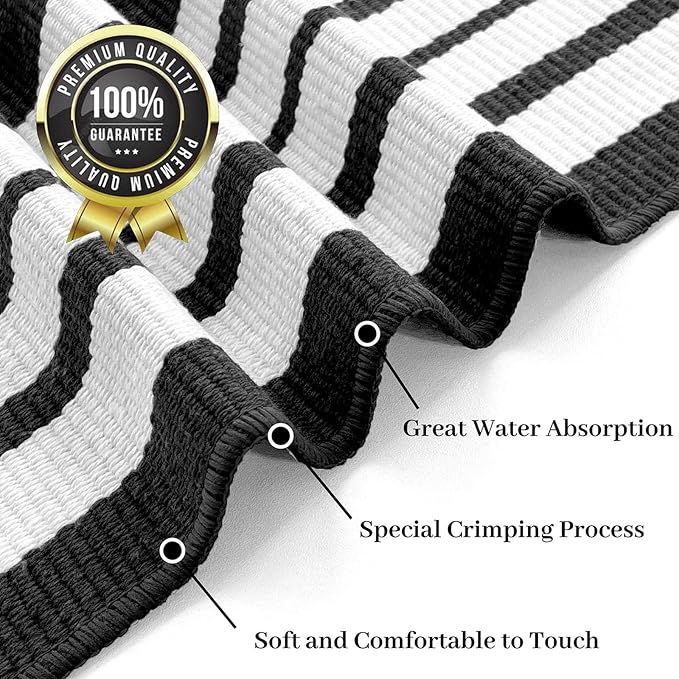 KOZYFLY Black and White Striped Outdoor Doormat 27.5x43 Inches Area Rug Washable Front Porch Rug Farmhouse Front Door Mat Indoor Outdoor Rug for Door, Kitchen, Entryway, Patio