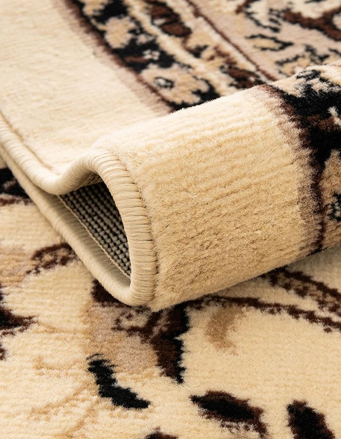 Unique Loom Sialk Hill Collection Area Rug - Washington (7' 10" Octagon Ivory/Black)