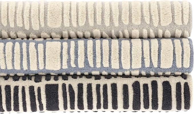Dash and Albert Roark Wool Area Rug - 7.5 X 9.5 Charcoal Geometric Hand Tufted Accent Rug - Durable, High Traffic Areas Hallway, Living Room, Stairs - Premium Luxury Hotel Quality Soft Breathable