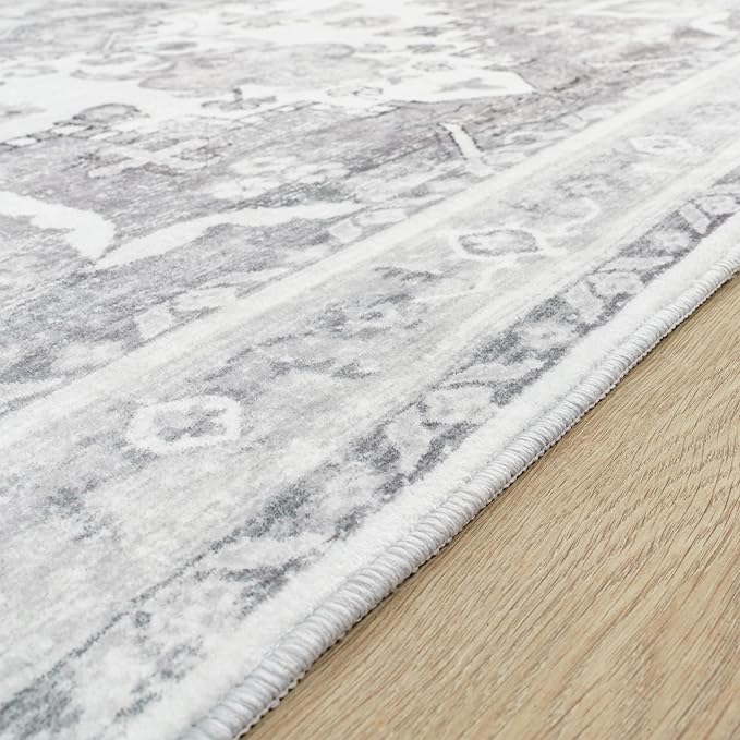 Paco Home Vintage Area Rug with Faded Oriental Pattern in Grey, Size: 6'7" x 9'2"