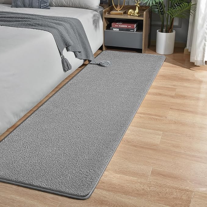 Modern Hallway Runner Rug, 2x6 Rug Runners for Kitchen, Grey Washable Long Runner Rugs for Hallways, Soft Indoor Carpet for Bedroom Bedside, Non-Slip Memory Foam Rugs for Entrance Living Room Décor