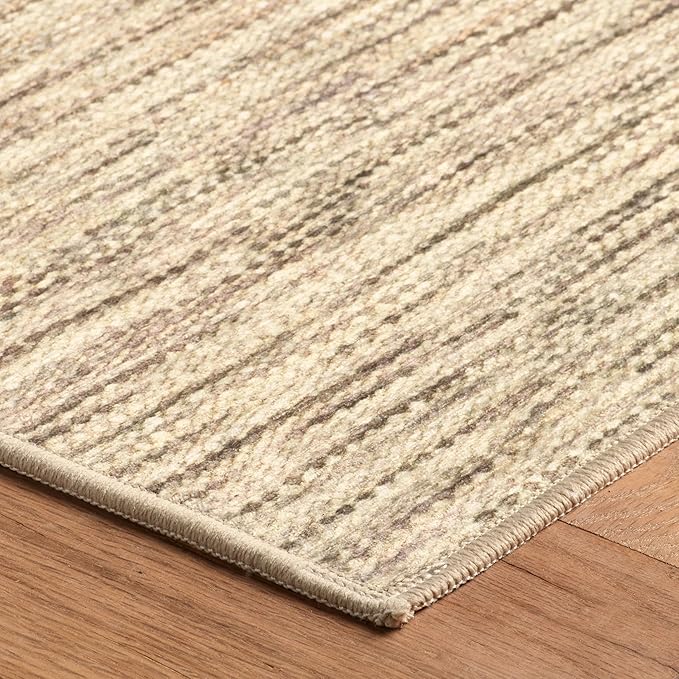 Dash & Albert Clay Natural Machine Washable Rug, 7.5 X 9.5 Feet, Natural Stripe Pattern - Premium Luxury Hotel Quality Soft Breathable Hypoallergenic Machine Washable Easy Care All Season Comfortable