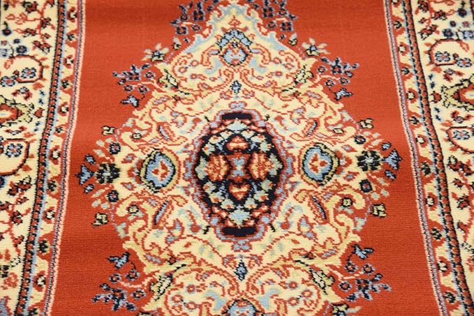 Unique Loom Reza Collection Traditional Persian Style Area Rug, 3 ft x 16 ft 5 in, Terracotta/Ivory