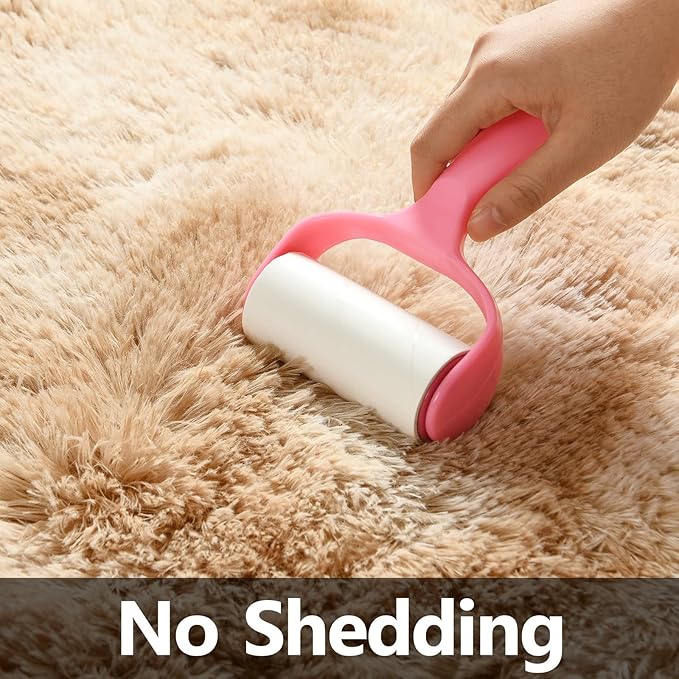 Shag Area Rug, 4 X 6 Tie-Dyed Plush Fuzzy Rugs for Living Room, Ultra Soft Fluffy Furry Rug for Bedroom, Indoor Carpet Nursery Rugs for Kids Room Home Decor, Beige