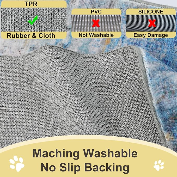 COMSLE Door Mat Soft Absorbent Indoor Front Entryway Rug Machine Washable Entrance Mats for Muddy Paws Non Slip Throw Rugs 24" x 36" Doormat for Inside Foyer Bedroom - Blue