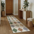 2x8 Runner Checkered Rug for Hallways Colorful Washable Long Carpet Non-Slip Low Pile Boho Indoor Accent Throw Rug for Entrance Kitchen Bedroom Dining Laundry