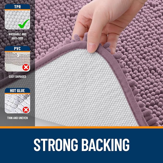OLANLY Bathroom Rugs 30x20, Extra Soft Absorbent Chenille Bath Rugs, Rubber Backing Quick Dry, Machine Washable Bath Mats for Bathroom Floor, Tub and Shower, Home Decor Accessories, Deep Plum