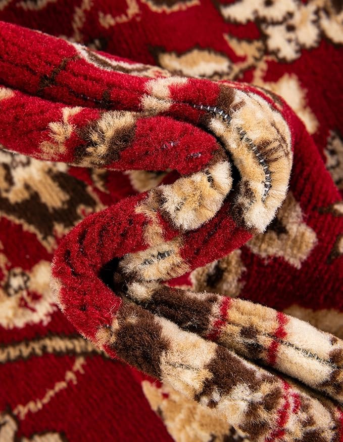 Unique Loom Sialk Hill Collection Area Rug - Washington (7' 11" x 10' Oval Burgundy/Cream)