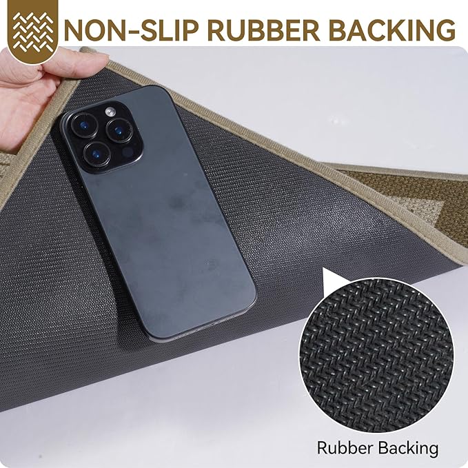 Front Door Mat 24''x35'', Absorbent Muddy Dirt Resist Washable Non Slip Low-Profile Indoor Doormat, Easy Clean Welcome Entryway Door Mats, Brown