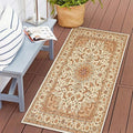 COMSLE Boho Area Rug, 2' x 4' Machine Washable Rugs for Entryway Faux Wool Small Rugs Distressed Throw Rug Non-Slip Floor Carpet for Indoor Bedroom Kitchen Living Room Cream/Beige-2