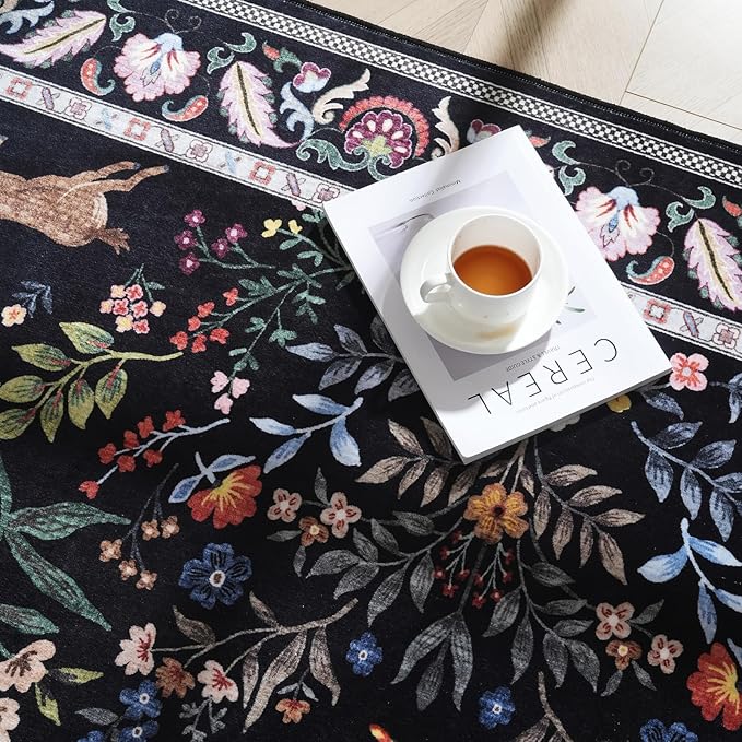 Entryway Rug 2x3 Rug Door Mat Indoor Entrance Washable Rug Small Non-Slip Low Pile Throw Rugs for Entryway, Kitchen, Front Door Indoor Entrance, Entry (Vibrant Black)