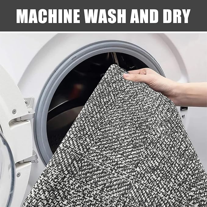 Collive Hallway Runner Rug, 2' x 6' Hand-Woven Reversible Washable Entryway Rugs, Grey Cotton Modern Farmhouse Laundry Room Carpet Long Carpets for Bathroom Sink Foyer Bedroom