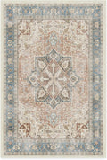 RUGGABLE Washable Vintage Area Rug – Kamran Coral 4x6, Stain-Resistant, Non-Slip – Medium Machine Washable Rugs for Living Room, Bedroom, Hallway, Entryway & Office–with Standard Pad