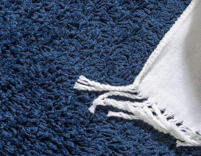 Unique Loom Solid Shag Collection Area Rug (8' x 10' Rectangle, Sapphire Blue/ Navy Blue)