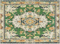 Bohemian Pattern Rectangular Area Rugs for Living Room Bedroom 4 x 6 ft Green & Orange Abstract Non-Shedding Soft Low Pile Rug Non Slip Washable Rug for Nursery Entryway Playroom