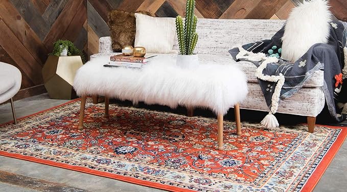 Unique Loom Sialk Hill Collection Area Rug - Washington (5' 1" x 8' Rectangle Terracotta/Cream)