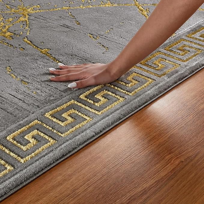 GLORY RUGS Area Rugs Marble 4x5 Grey Gold Carpet Modern Abstract Rug Living Room Dining Bedroom Rug