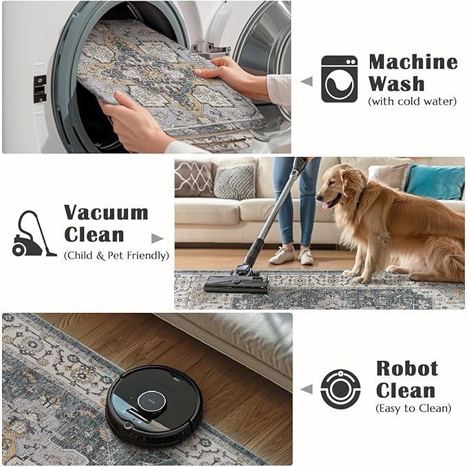 jinchan Area Rug 2x3 Vintage Entryway Rug Washable Boho Indoor Doormat Floral Medallion Small Door Mat Non Slip Retro Soft Thin Classic Carpet for Kitchen Bathroom Bedroom Grey