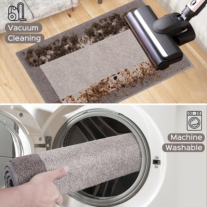 Machine Washable Kitchen Rug 24" x 84", Non Slip Kitchen Mat for Floor, Absorbent Entrance Runner Rug for Bedroom, Hallway, Bathroom, Door (Roll Packing)
