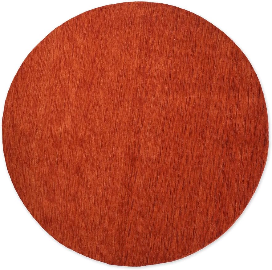 Hand Knotted Loom Wool ECO-Friendly Area Rugs - 6'x6', Round, Light Red Color, Solid Plain Design, High Pile Handmade Anti Skid Area Rugs for Living Room, Bed Room (L00111)